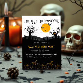 Pumpkins Spooky Trees Orange Black Halloween-Party Einladung