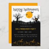 Pumpkins Spooky Trees Orange Black Halloween-Party Einladung (Vorne/Hinten)