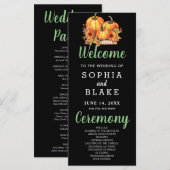 Pumpkins & Sunflowers Fall Black Wedding Program (Vorne/Hinten)