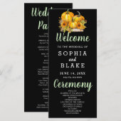 Pumpkins & Sunflowers Fall Black Wedding Program (Vorne/Hinten)