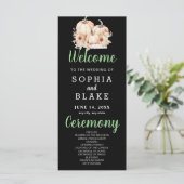 Pumpkins & Sunflowers Fall Black Wedding Program (Stehend Vorderseite)