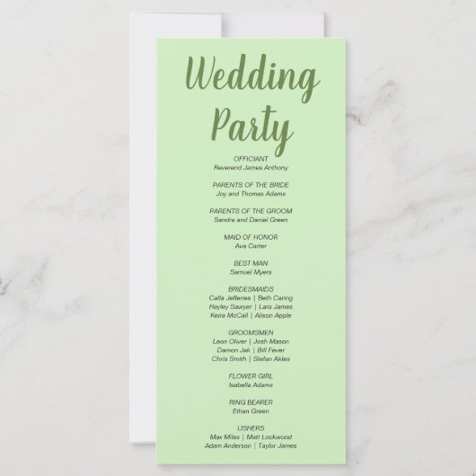 Pumpkins & Sunflowers Fall Green Wedding Program (Rückseite)