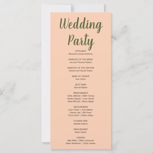 Pumpkins & Sunflowers Fall Orange Wedding Program (Rückseite)