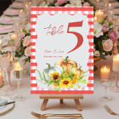Pumpkins Sunflowers Fall Wedding Table Number Dankeskarte