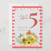 Pumpkins Sunflowers Fall Wedding Table Number Dankeskarte (Vorderseite)