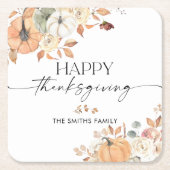 Pumpkins Thanksgiving Dinner Square Paper Coaster Rechteckiger Pappuntersetzer (Vorderseite)