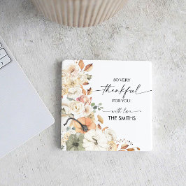 Pumpkins Thanksgiving Dinner Square Paper Coaster Rechteckiger Pappuntersetzer