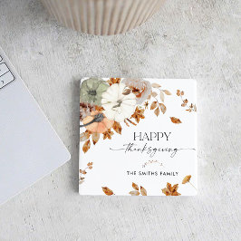 Pumpkins Thanksgiving Dinner Square Paper Coaster Rechteckiger Pappuntersetzer