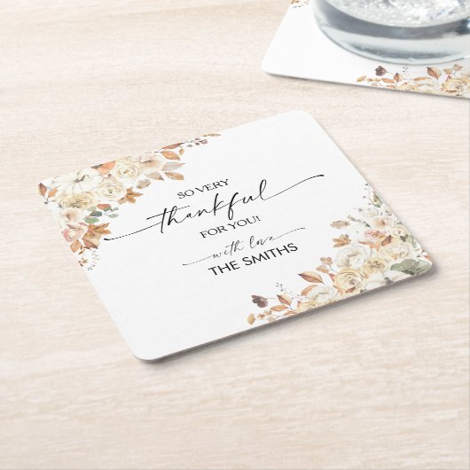 Pumpkins Thanksgiving Dinner Square Paper Coaster Rechteckiger Pappuntersetzer (angewinkelt)