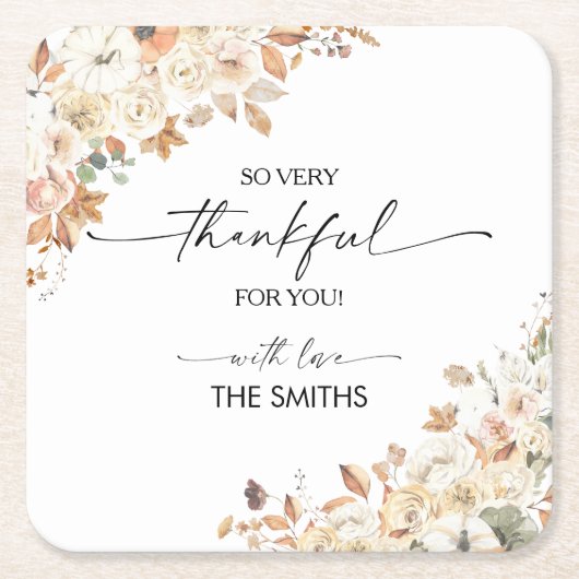 Pumpkins Thanksgiving Dinner Square Paper Coaster Rechteckiger Pappuntersetzer (Vorderseite)