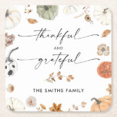 Pumpkins Thanksgiving Dinner Square Paper Coaster Rechteckiger Pappuntersetzer (Vorderseite)