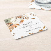 Pumpkins Thanksgiving Dinner Square Paper Coaster Rechteckiger Pappuntersetzer (angewinkelt)