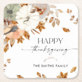 Pumpkins Thanksgiving Dinner Square Paper Coaster Rechteckiger Pappuntersetzer (Vorderseite)