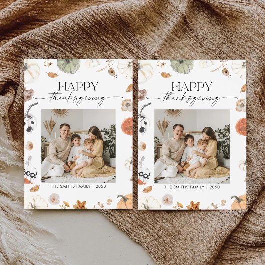 Pumpkins Thanksgiving Flat Holiday Card Feiertagskarte