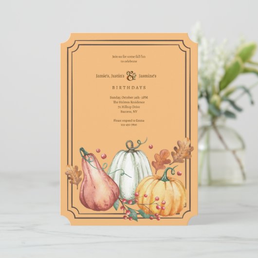 Pumpkins Three Einladung (Stehend Vorderseite)