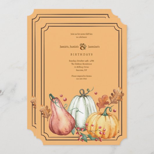 Pumpkins Three Einladung (Vorne/Hinten)