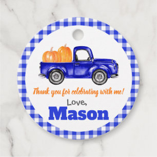 Pumpkins Truck Pumpkin Patch - Blue Truck Round Geschenkanhänger