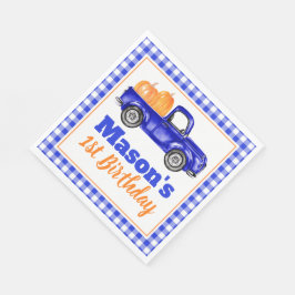 Pumpkins Truck Pumpkin Patch - Blue Truck Serviette