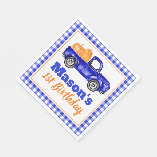 Pumpkins Truck Pumpkin Patch - Blue Truck Serviette (Ecke)