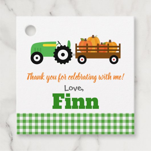 Pumpkins Truck Pumpkin Patch - Grüner Traktor Geschenkanhänger (Vorderseite)