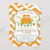 Pumpkins Twin Boys Fall Baby Shower Einladungen (Vorne/Hinten)