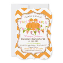 Pumpkins Twin Girls Fall Baby Shower Einladungen