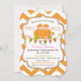 Pumpkins Twin Girls Fall Baby Shower Einladungen