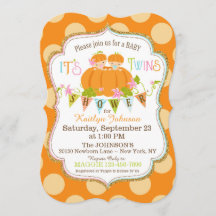Pumpkins Twins Fall Baby Shower Einladungen