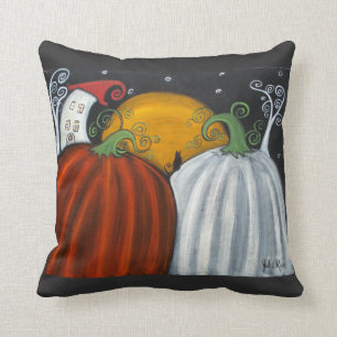 Pumpkins und Black Cat Fall Art Throw Kissen