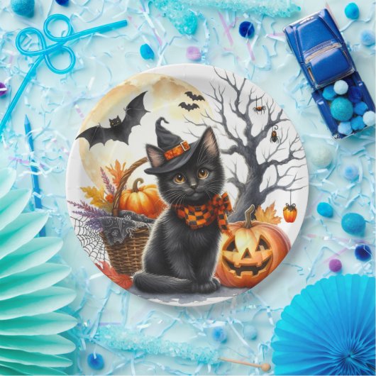 Pumpkins und Black Cat Halloween-Party Paper Plate Pappteller (Party)