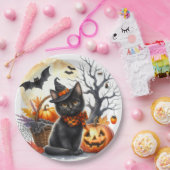 Pumpkins und Black Cat Halloween-Party Paper Plate Pappteller (Party)