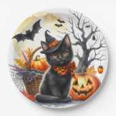 Pumpkins und Black Cat Halloween-Party Paper Plate Pappteller (Vorderseite)