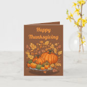 Pumpkins und Blätter Erntedank Day Karte (Gelbe Blume)