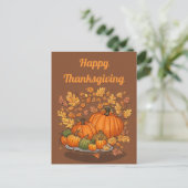 Pumpkins und Blätter Erntedank Day Postkarte (Stehend Vorderseite)