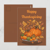 Pumpkins und Blätter Erntedank Day Postkarte (Vorne/Hinten)
