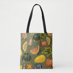 Pumpkins und Blätter: Grünpflanzen im Herbst Tasche
