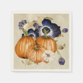 Pumpkins und blaue Anemonen Stillleben Serviette (Vorderseite)