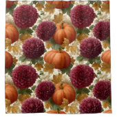 Pumpkins und burgundische Herbstblüten Duschvorhang (Vorderseite)