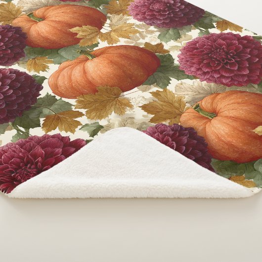 Pumpkins und burgundische Herbstblüten Sherpadecke (3/4)