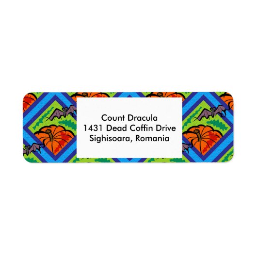 Pumpkins und Fledermäuse in Mustern Adressetikette (Vorne)