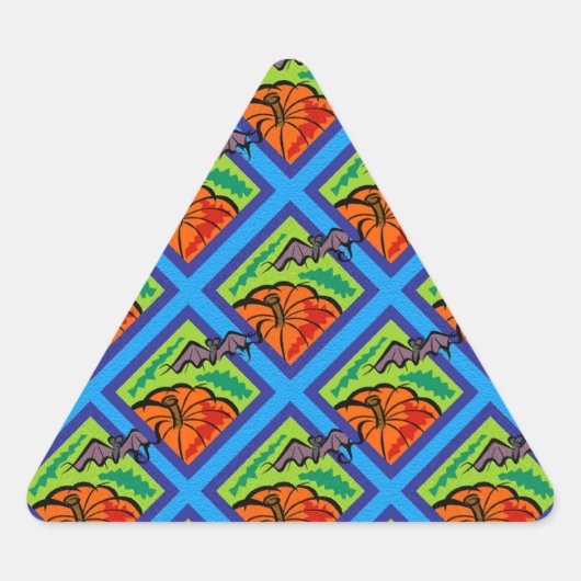 Pumpkins und Fledermäuse in Mustern Dreieckskleber Dreieckiger Aufkleber (Vorderseite)