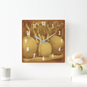 Pumpkins und getrocknete Maisstämme Vintag Quadratische Wanduhr (Zuhause)