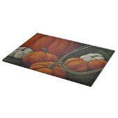 Pumpkins und grüner Korb Schneidebrett (Ecke)