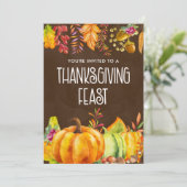 Pumpkins und Herbstleaves Erntedank Fest Einladung (Stehend Vorderseite)