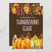 Pumpkins und Herbstleaves Erntedank Fest Einladung (Vorne/Hinten)