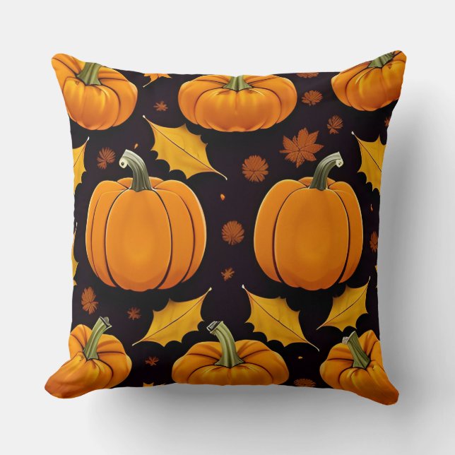 Pumpkins und Herbstleaves Kissen (Vorderseite)