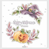 Pumpkins und Hexenhut, Halloween-Kranz Aufkleber (Blatt)