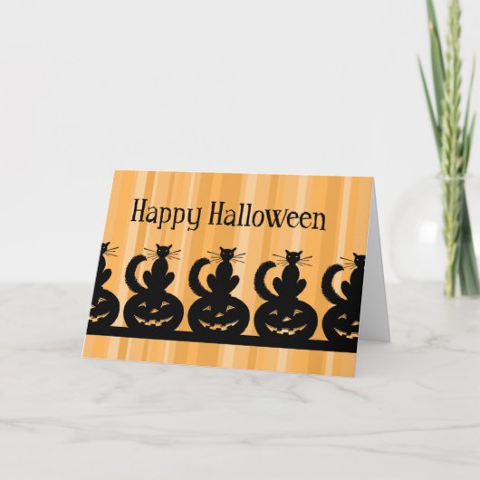 Pumpkins und Katzen Happy Halloween Card Karte (Vorderseite)