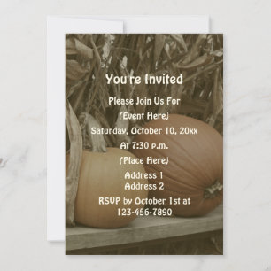 Pumpkins und Maisställe Herbstalks Party Einladung