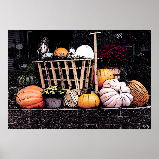 Pumpkins und Mum Herbstbild Poster (Vorne)